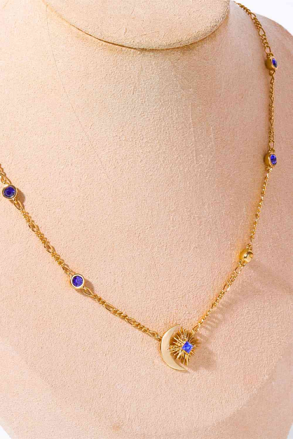 Moon Burst Zircon Pendant Necklace