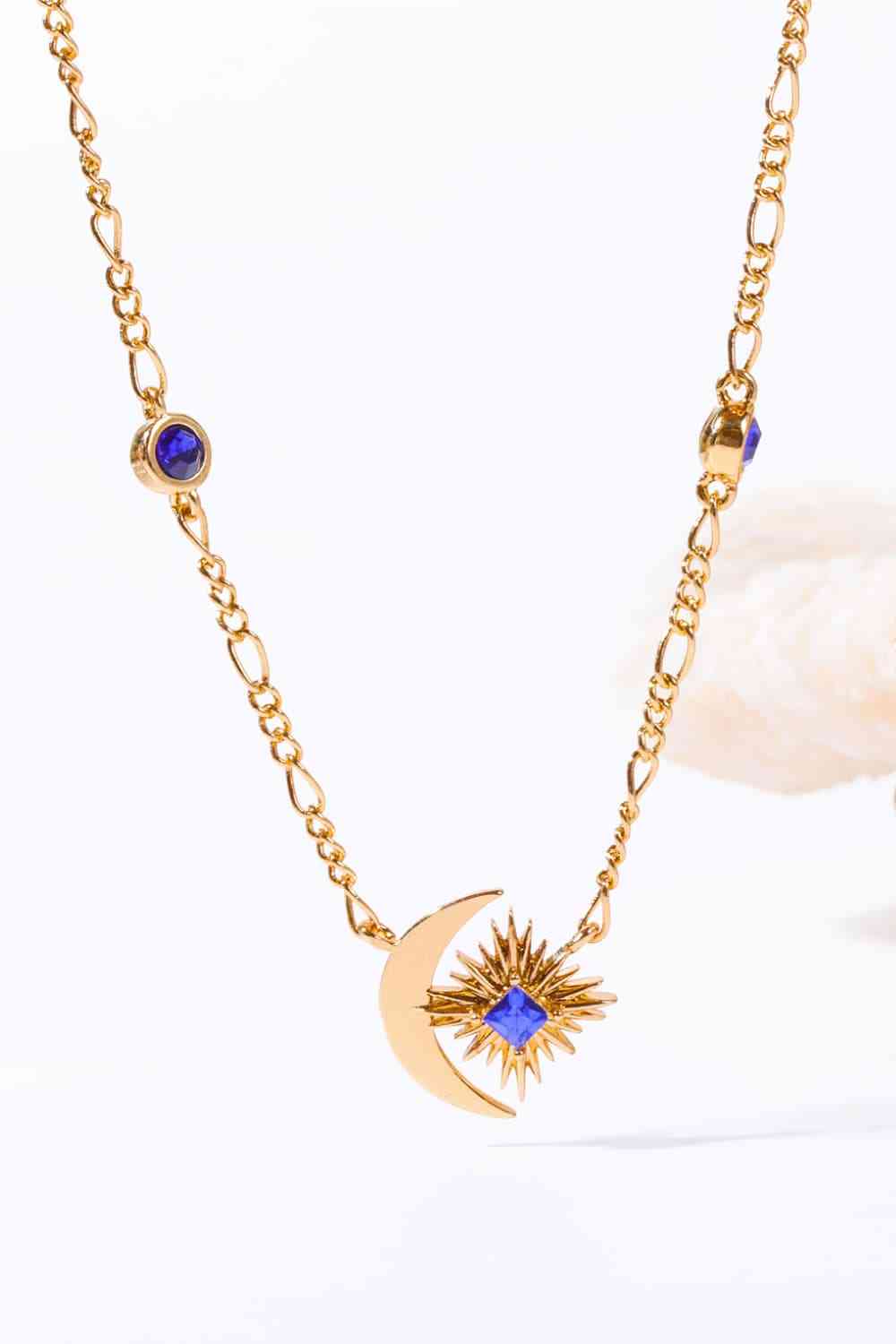 Moon Burst Zircon Pendant Necklace